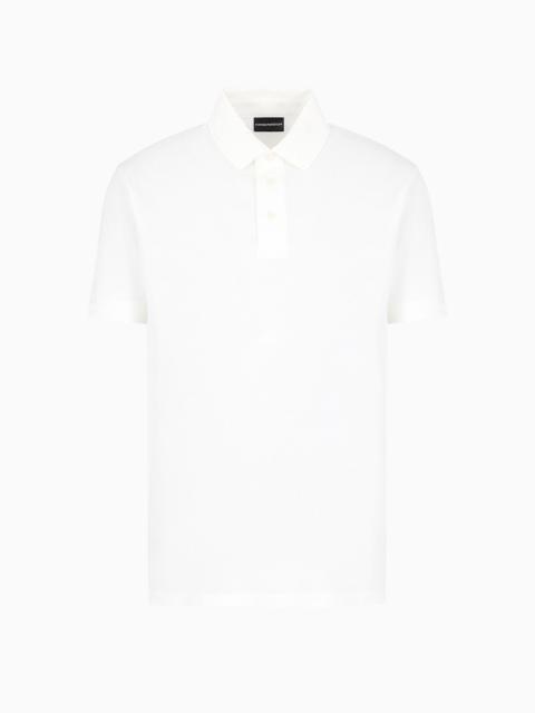 Mercerized piqué polo shirt with chevron trim