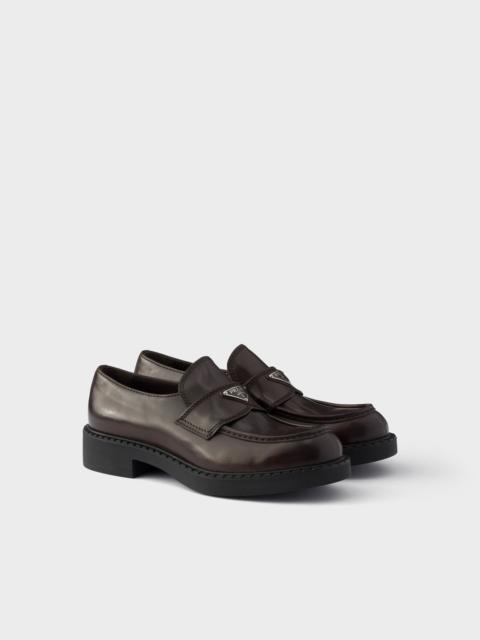 Prada Chocolate aged leather loafers