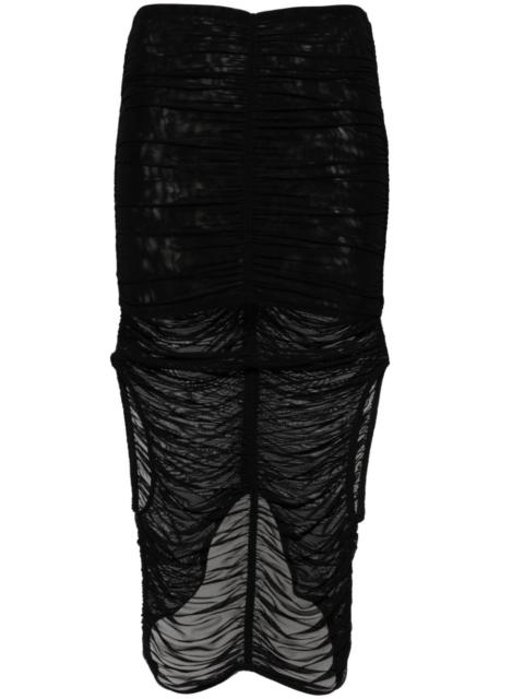 MUGLER draped mesh midi skirt
