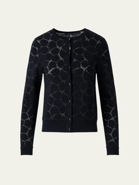 AKRIS Broken Stone Jacquard Wool-Silk Cardigan