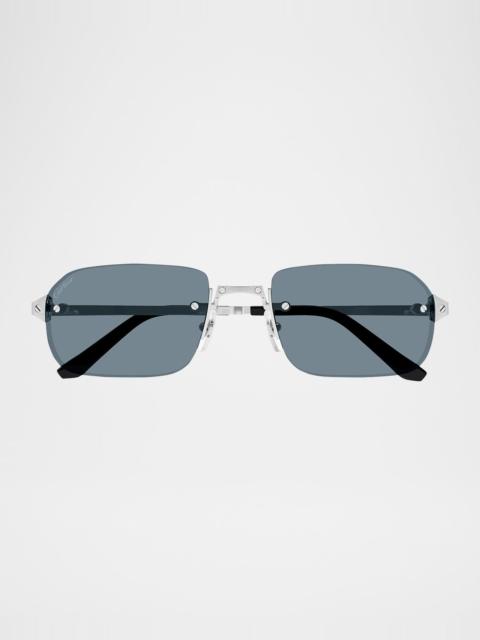 Cartier Men's Metal Rimless Rectangle Sunglasses