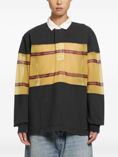 Kapital sheer-panelled striped rugby polo shirt