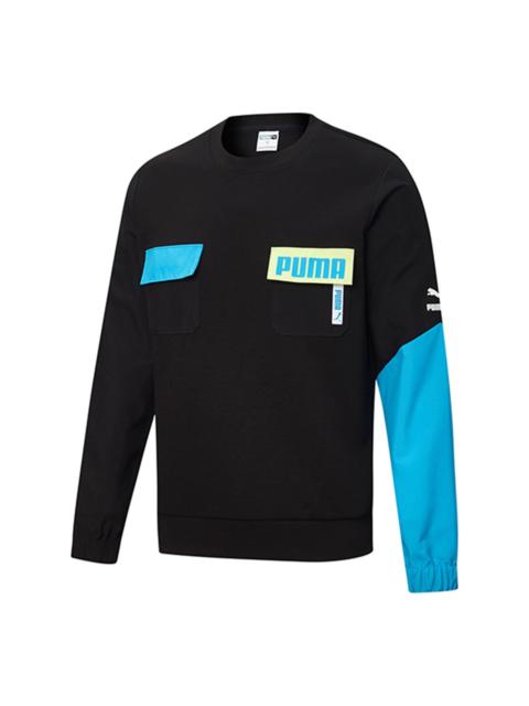 PUMA Puma Patched Crew Neck Sweater 'Black Blue' 532181-01