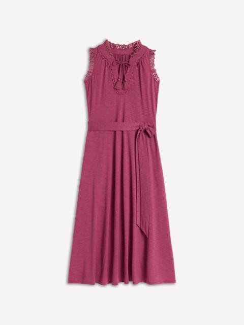 BODEN Aria Broderie Trim Midi Dress-Plum Purple