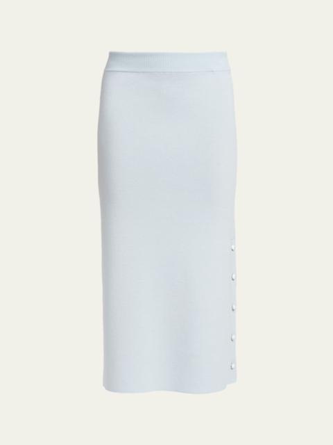 Jil Sander Button-Hem Wool Knit Midi Skirt