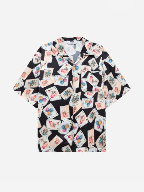 MSGM Printed shirt with bowling collar