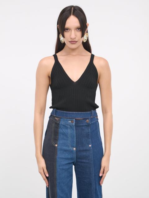 Denim Waistband Top