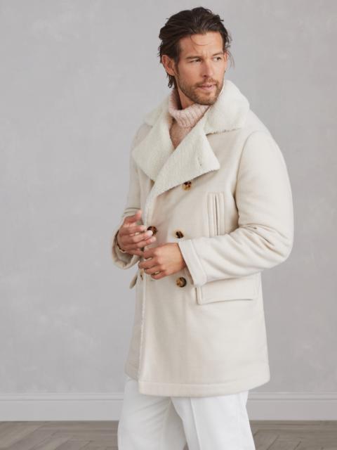 Brunello Cucinelli Lightweight water-resistant cashmere pea coat with shearling lining
