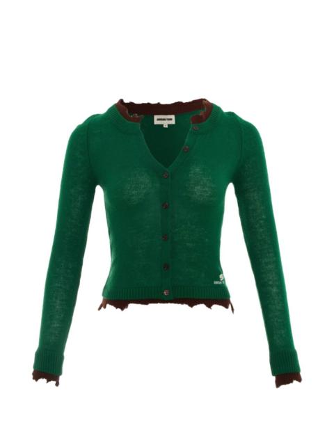 SHUSHU/TONG contrast-trim raw-edge cardigan