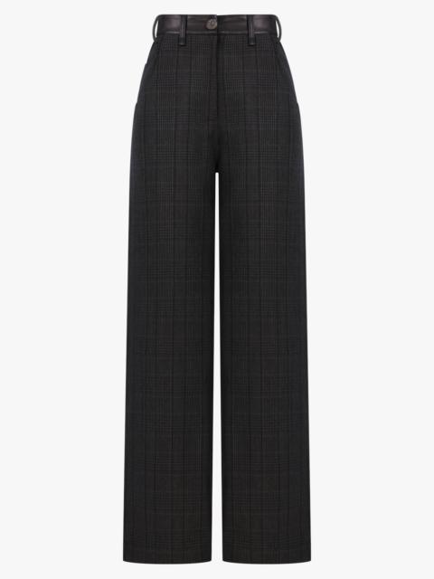 WIDE LEG PANT IN GLEN CHECK | CHARCOAL
