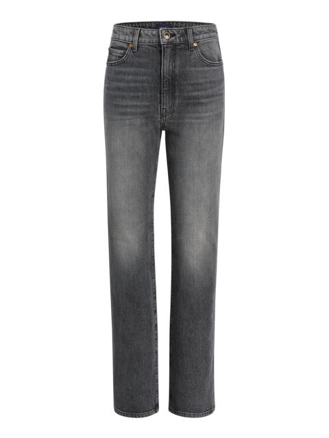 KHAITE Daniella Mid-Rise Stretch Denim Straight-Leg Jeans grey