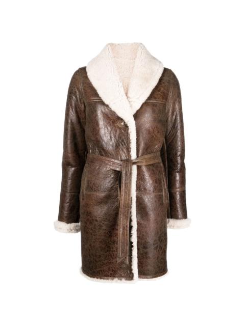 single-breasted shearling coat