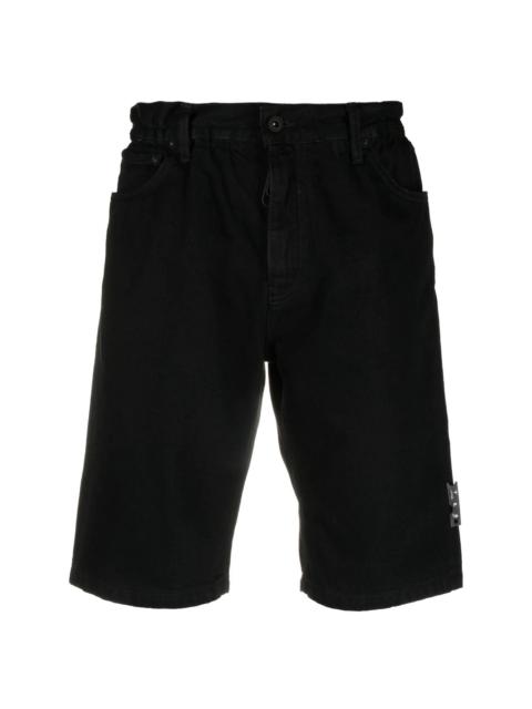 logo-belt denim shorts