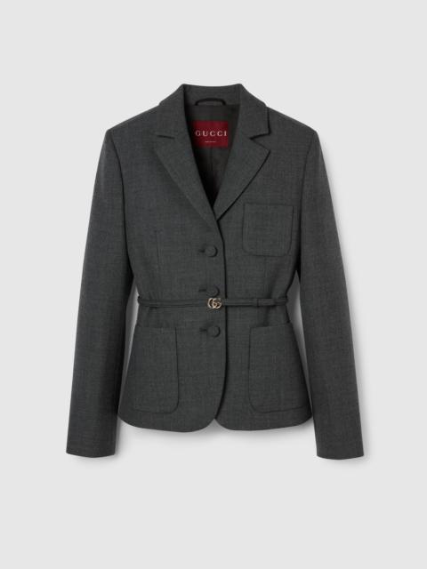 GUCCI Single breasted wool grisaille jacket