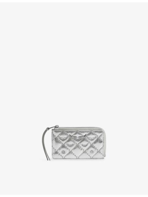 Zadig & Voltaire ZV Monogram Metallic-Leather Card Holder
