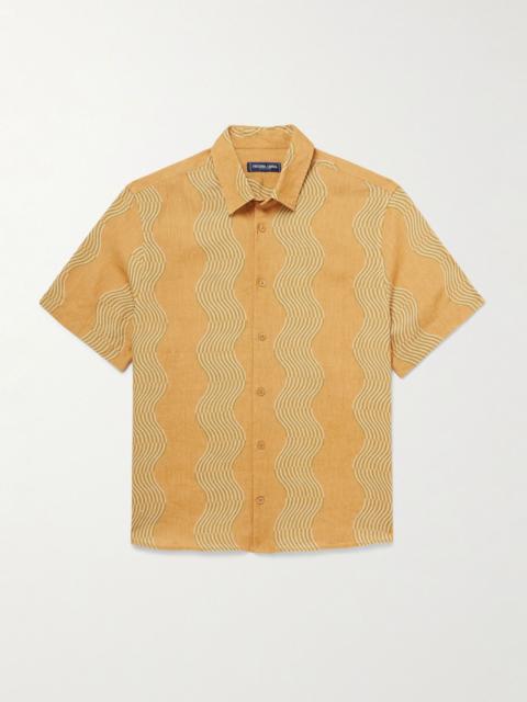 FRESCOBOL CARIOCA Castro Striped Linen Shirt Orange