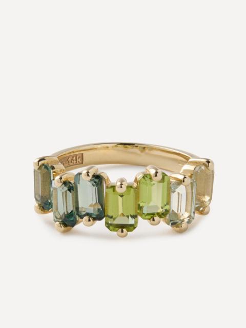 SUZANNE KALAN 14ct Gold Ann Green Ombre Half Band Ring
