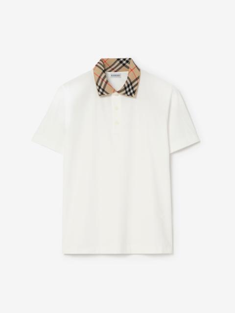 Check Collar Cotton Polo Shirt