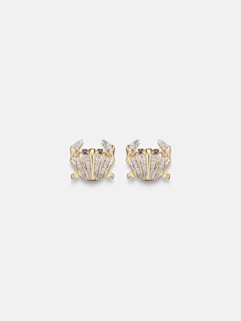 Yvonne Léon Crabe Coquillage 9kt gold earrings with diamonds