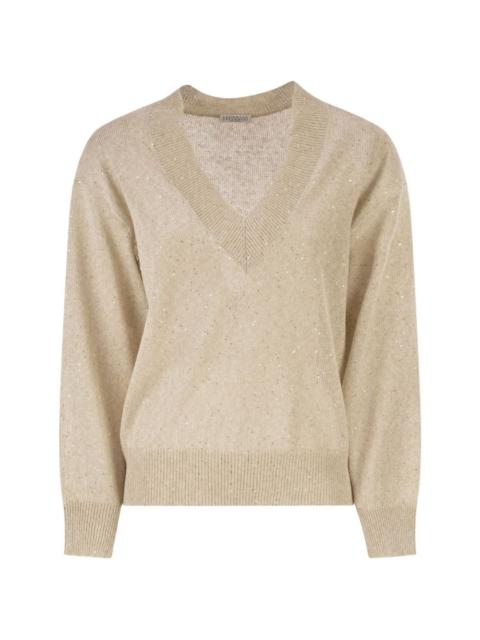 Brunello Cucinelli sequin-embellished V-neck sweater