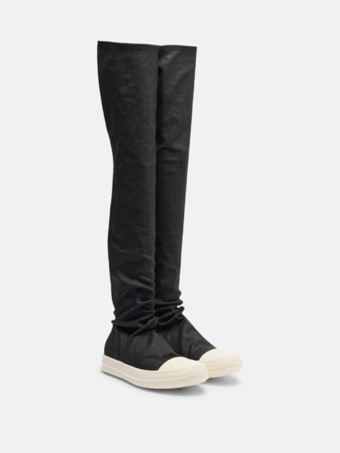 Rick Owens Coated denim over-the-knee boots