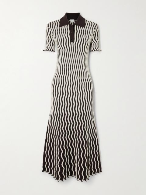Bottega Veneta Striped Ribbed Wool Midi Dress
