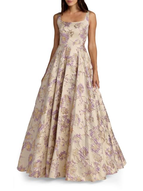 MAC DUGGAL Women's Floral Brocade Sleeveless Gown - Champagne Multi