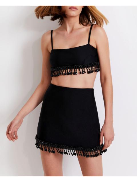 PatBO Hand-Beaded Cropped Top