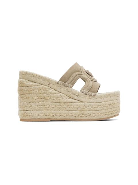 VERSACE Beige Medusa '95 Platform Espadrille Heeled Sandals
