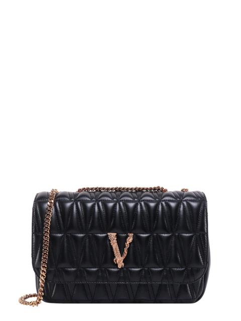 VERSACE Matelassé leather shoulder bag with V Baroque detail