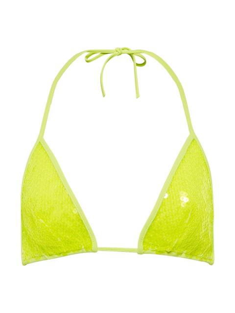 David Koma Sequined triangle bikini top