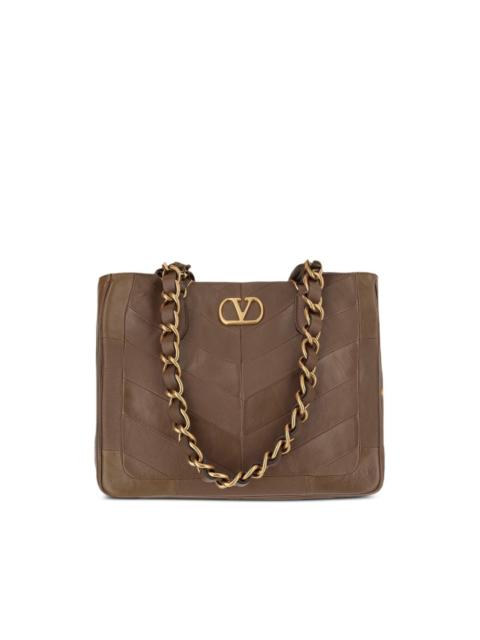 Valentino chevron-patchwork chain leather tote bag