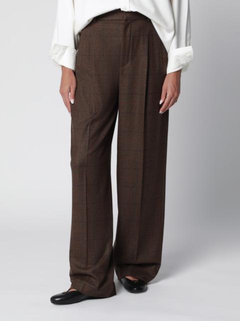 Loro Piana Brown check-pattern trousers in wool and cashmere