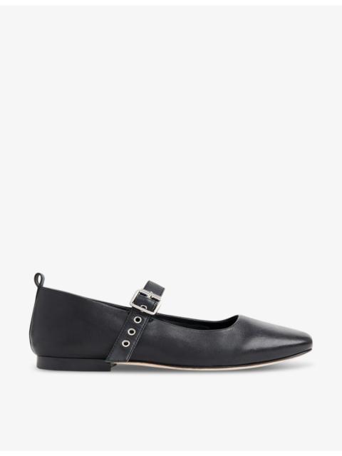 WHISTLES Elba eyelet-embellished leather ballet flats