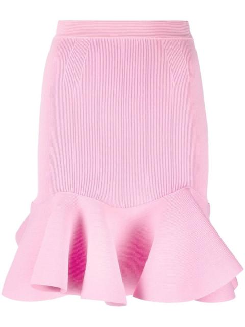 Alexander McQueen peplum hem ribbed miniskirt