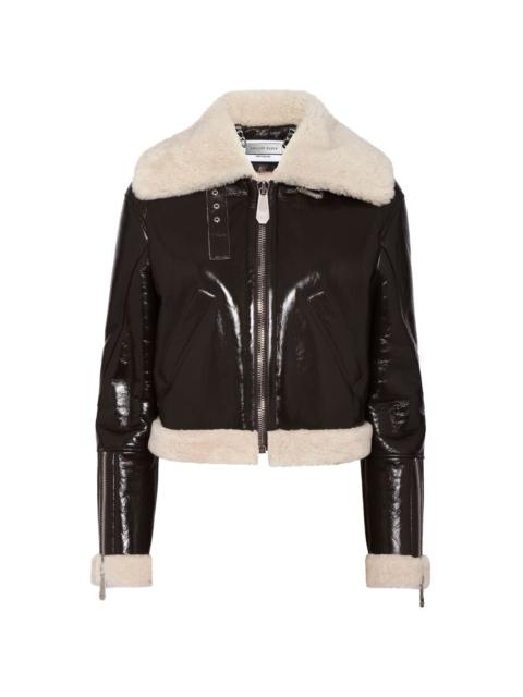 shearling-trim cropped jacket