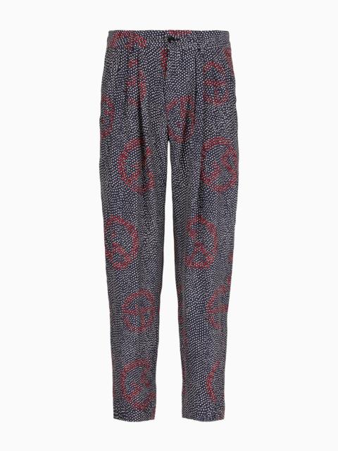 GIORGIO ARMANI Printed silk trousers with pleats