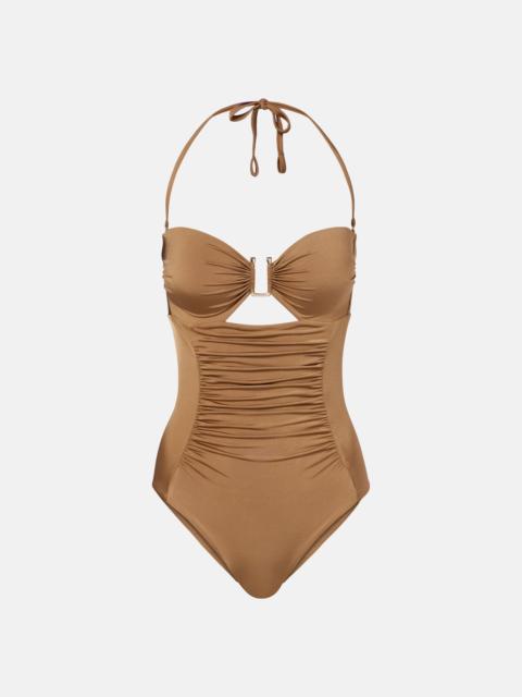 Max Mara Curva ruched halterneck swimsuit