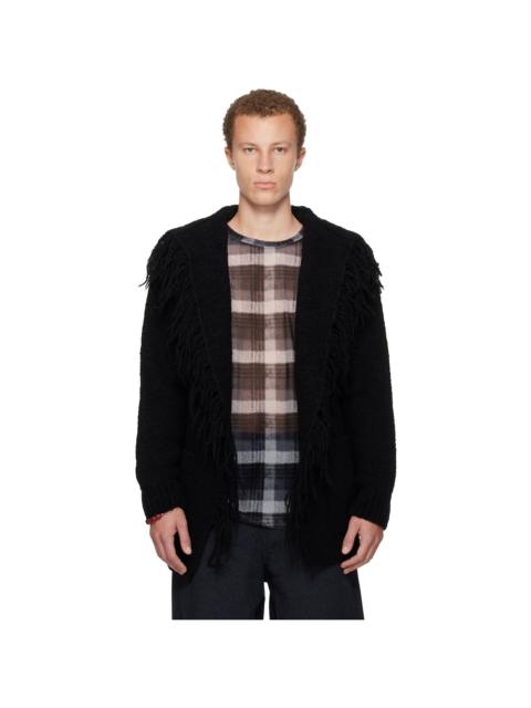 Dries Van Noten Black Fringed Cardigan