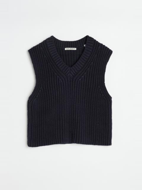 Our Legacy Intact Vest Navy Chunky Cotton Rib