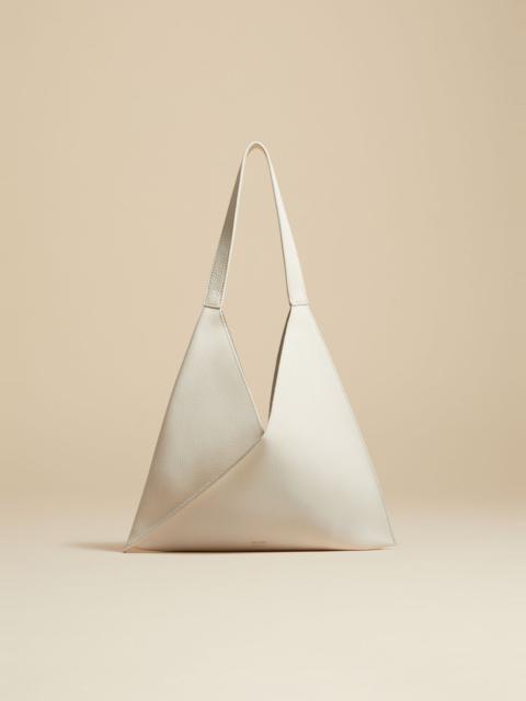 KHAITE The Small Sara Tote in Off-White Pebbled Leather