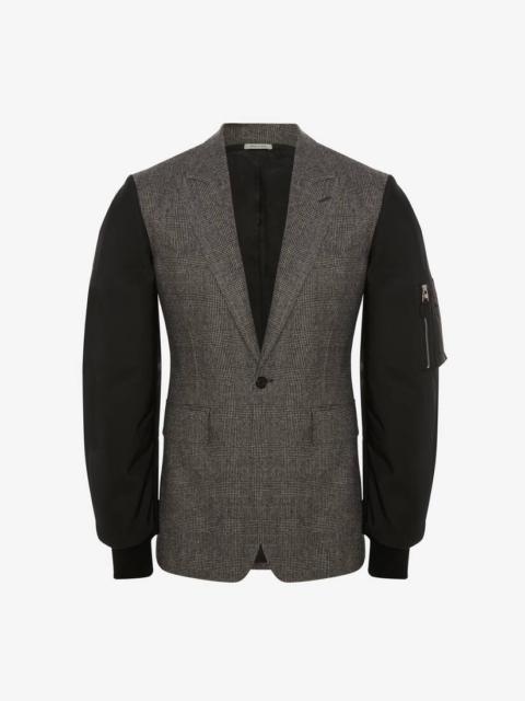 Alexander McQueen Oversize Parka Sleeves Tailored Jacket in Grey