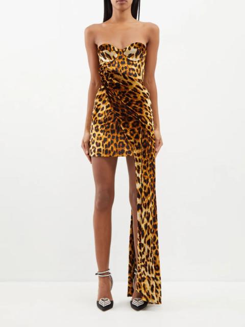 HALPERN Leopard-print bustier mini dress