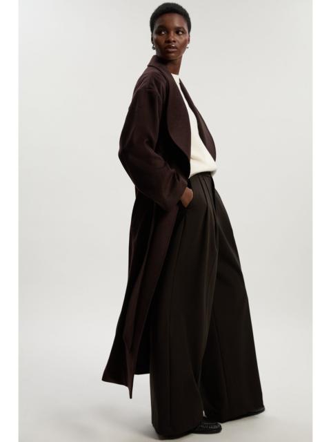 KAREN MILLEN Brushed Wool  Belted Wrap Tailored Maxi Coat