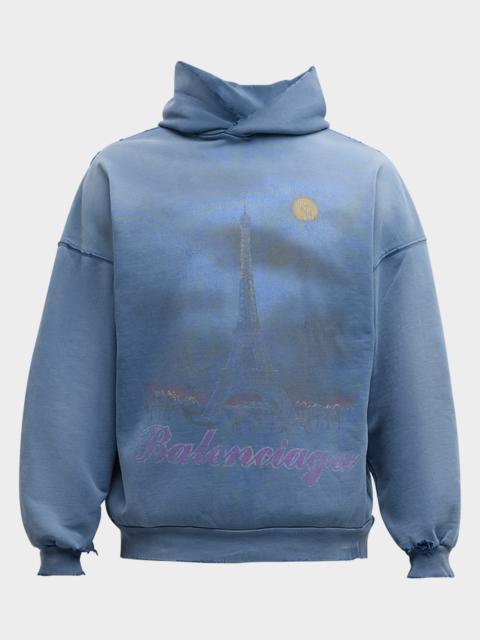 BALENCIAGA Men's Paris Moon Faded Hoodie