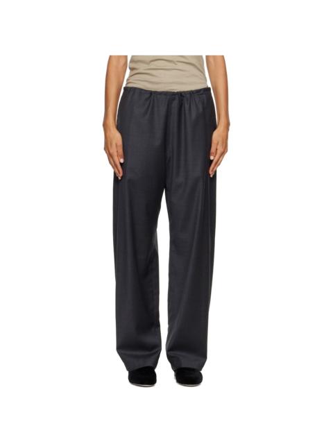 ssstein Gray Wool Silk Drawstring Easy Trousers