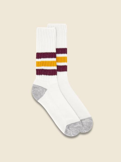ROTOTO® Coarse Ribbed Old School Sock - Bordeaux/Yellow