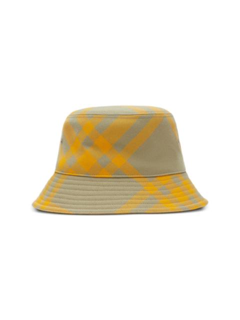 checked-pattern bucket hat