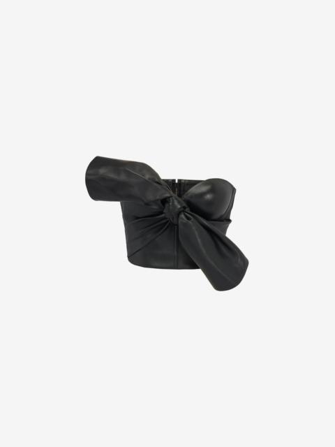 Alexander McQueen Women's Knotted Bow Leather Corset in Black