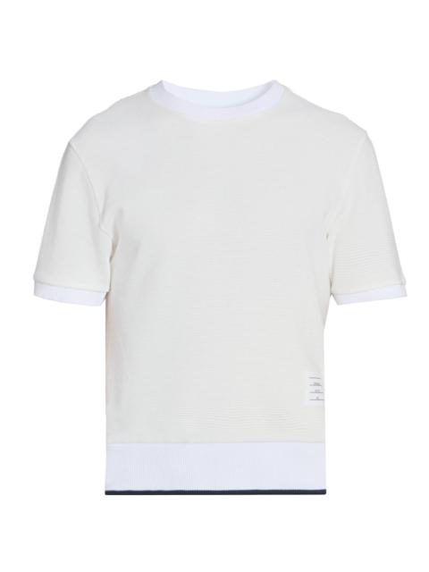 Thom Browne Men's Lightweight Waffle-Knit Cotton T-Shirt - White